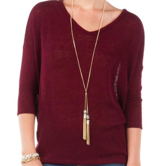 Francescas Burgundy Long Sleeve Dolman Top - Picture 1 of 4